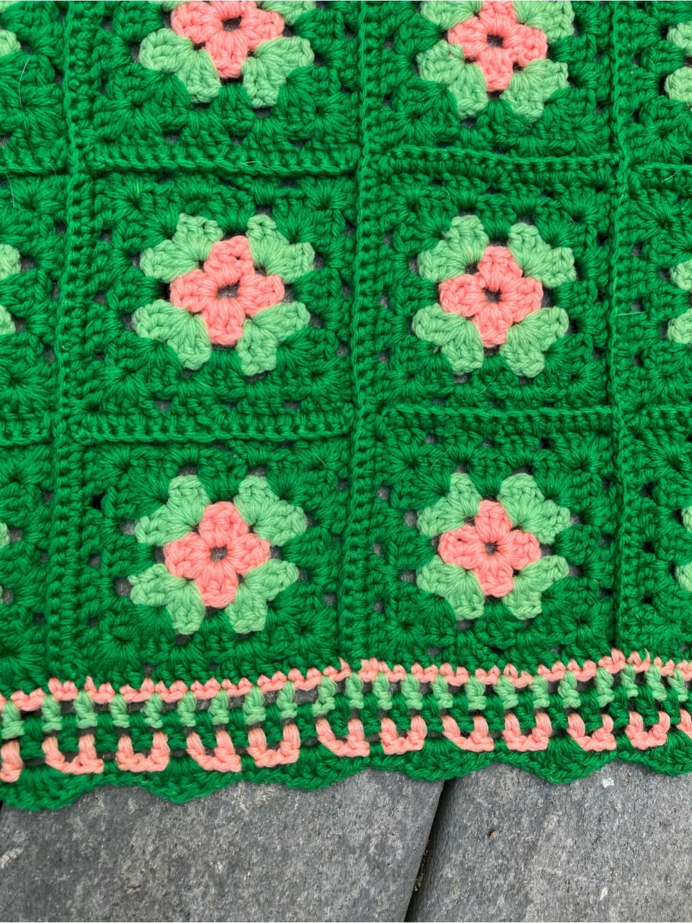 Vintage Granny square crocheted blanket